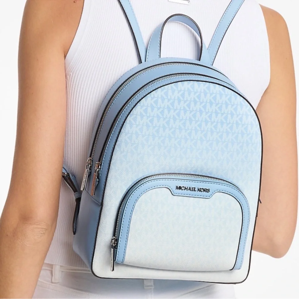 Michael Kors Jaycee Medium Ombré Signature Logo Backpack Light Sky Blue